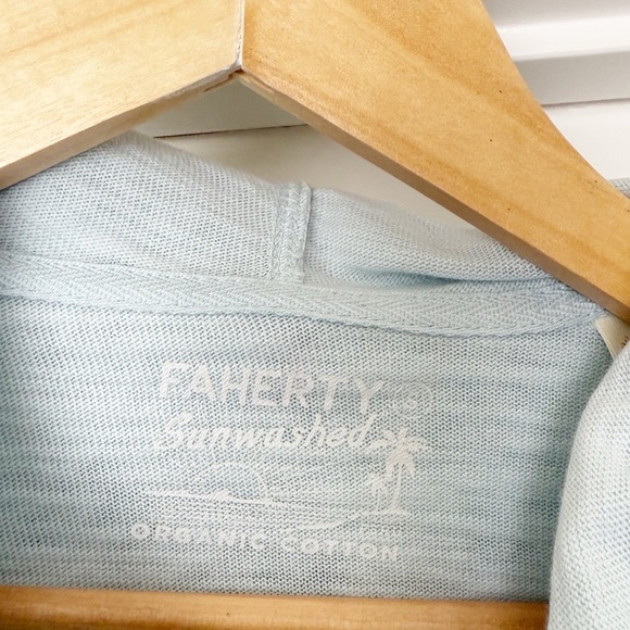 Faherty Sunwashed Midweight Organic Sky Ble Hoodie Size Small - Picture 4 of 5